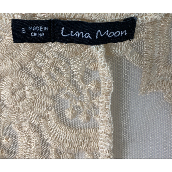 Luna‎ Moon Sheer Duster Womens Small Embroidered Open Front Festival Fairy Sheer - Picture 3 of 10